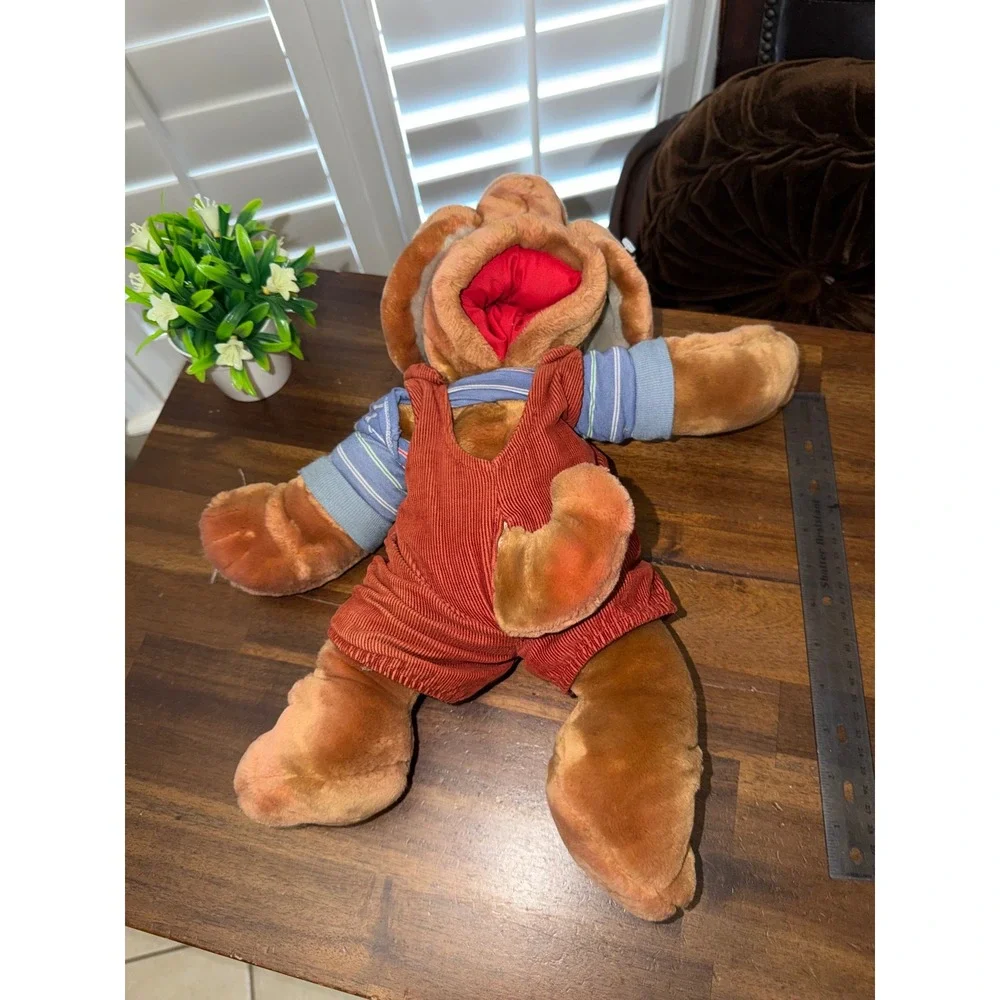 Vintage Wrinkles Dog Hand Puppet Ganz Heritage Red Corduroy Overalls 18 inch